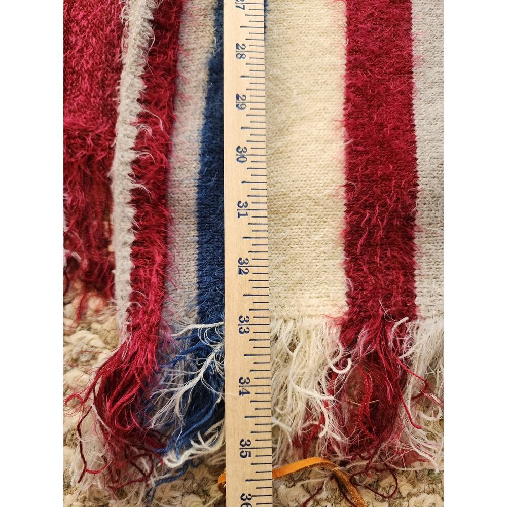 KORI America Womens M/L Striped Eyelash Fringe Boho Kimono Cardigan Sweater - Picture 5 of 6